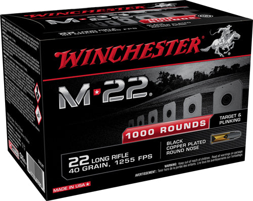 Winchester .22 Long Rifle M-22 40gr Black CPRN Ammo 1255 FPS