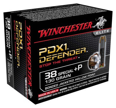 Winchester .38 Special +P PDX1 Defender 130gr Bonded JHP Ammo 950 FPS