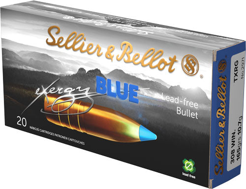 Sellier & Bellot .308 Win eXergy 165gr Boat Tail TAC-EX-Blue Ammo 2720 FPS