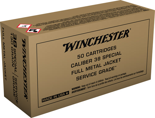 Winchester .38 Special Service Grade 130gr FMJ FN Ammo 800 FPS