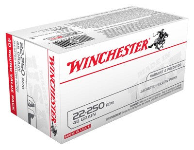 Winchester .22-250 Remington USA 45gr JHP Ammo 3950 FPS