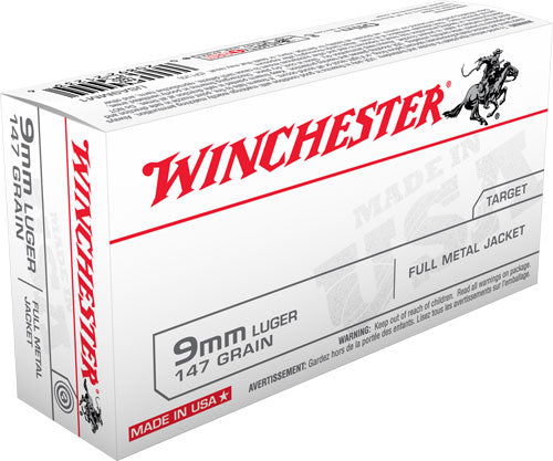 Winchester 9mm Luger USA 147gr FMJ FN Ammo 990 FPS