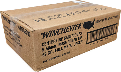 Winchester 5.56x45 NATO M855 62gr FMJ Ammo - 500 Rounds 3060 FPS