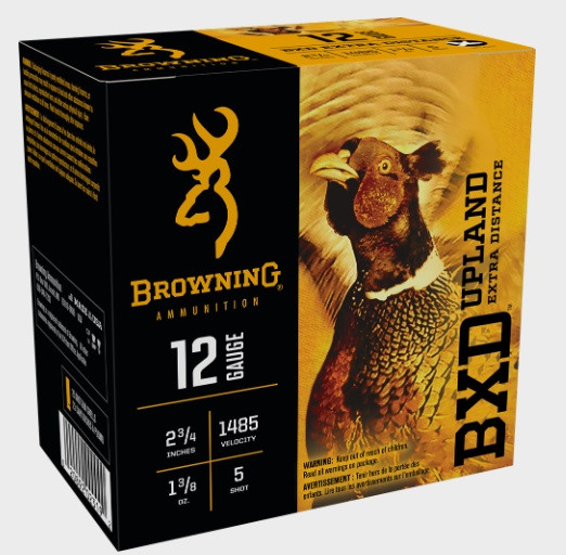 Browning 12 Gauge Ammunition BXD Upland Extra Distance B193511225 2-3/4″ #5 Shot 1-3/8oz 1485fps 25 Rounds