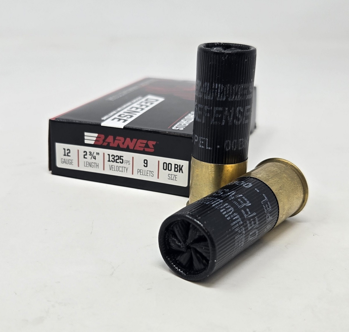 Barnes 12 Gauge Ammunition Defense BDS12G01 2-3/4″ 00 Buckshot 9 Pellet 1325fps 5 Rounds