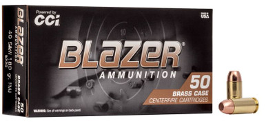 CCI Blazer Brass .40 S&W Ammunition, 180-Grain Full Metal Jacket, 50 Rounds