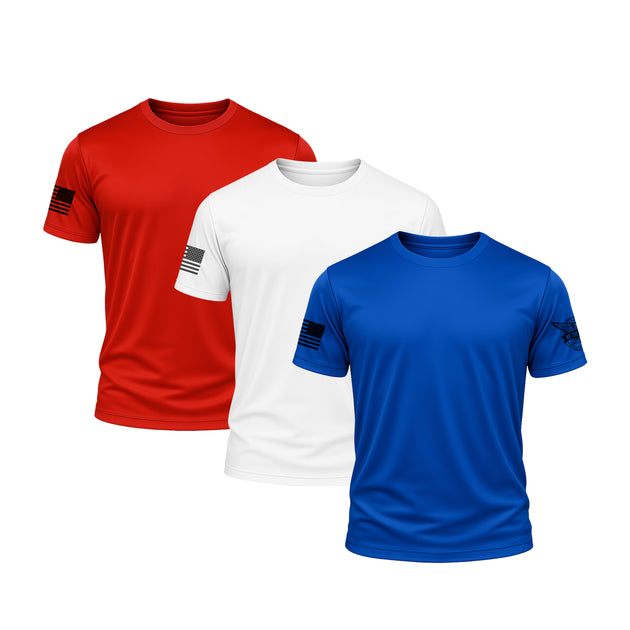 Red, White, & Blue Performance Shirt Bundle (3 Pack)