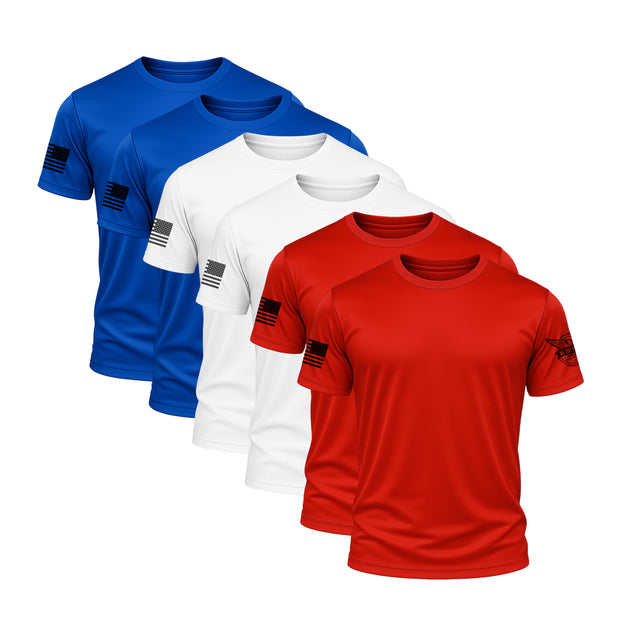 Red, White, & Blue Performance Shirt Bundle (6 Pack)