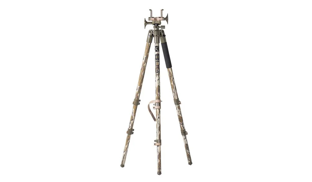 BOG Deathgrip Camo Tripod, Aluminum Construction, Matte Finish, Mossy Oak Bottomland Camo