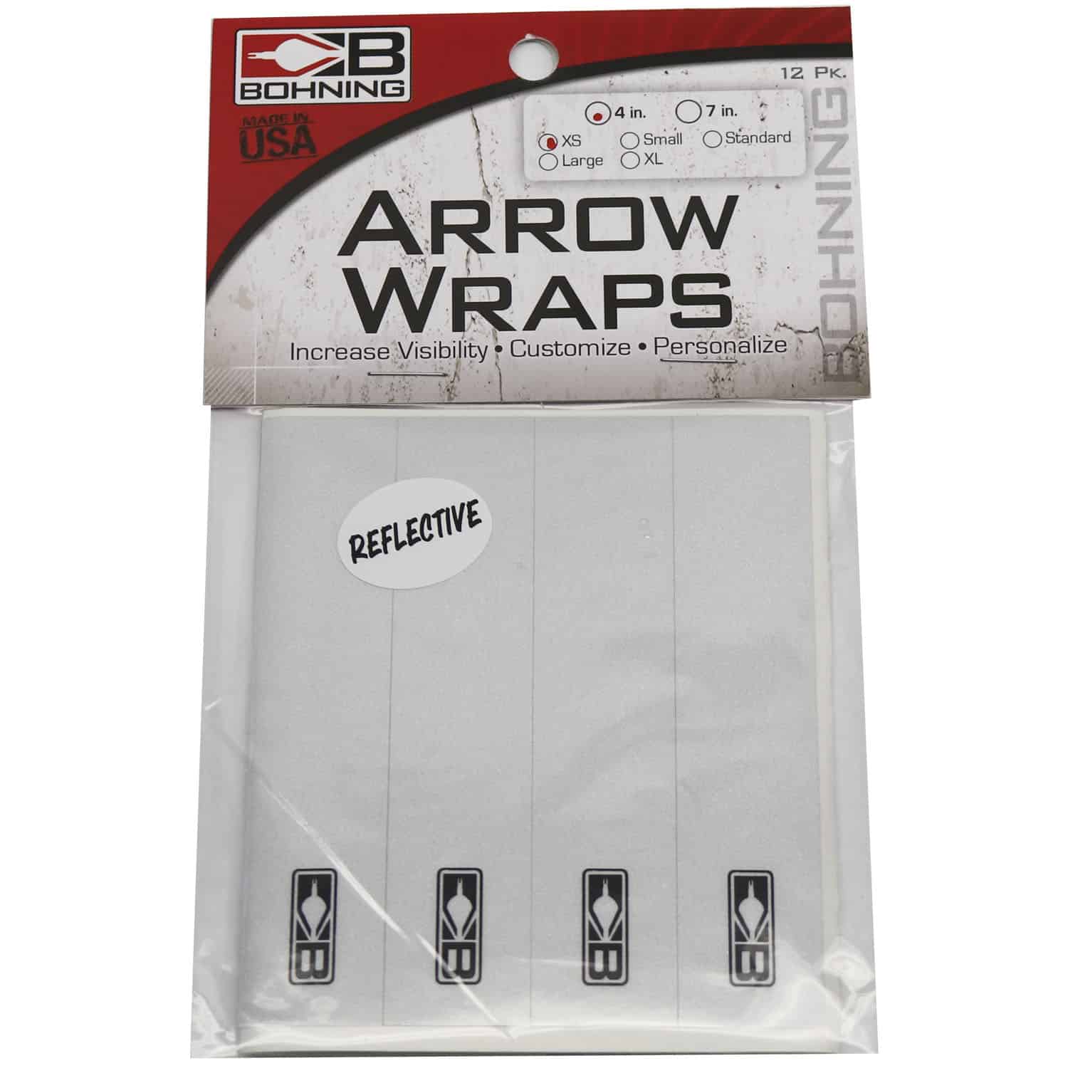 Bohning Arrow Wrap Extra Small 4″ Reflective White 12 Pack 501033REF