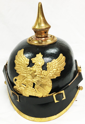 Baden Brass Shield Leather Helmet