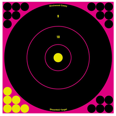 Birchwood Casey Shoot-N-C Reactive Self-Adhesive 12" Targets - Black/Pink, 5 Targets