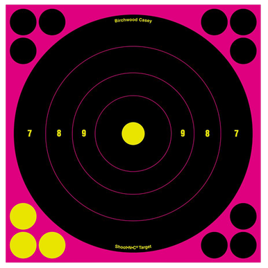 Birchwood Casey Shoot-N-C Reactive Self-Adhesive 8" Targets - Black/Pink, 5 Targets