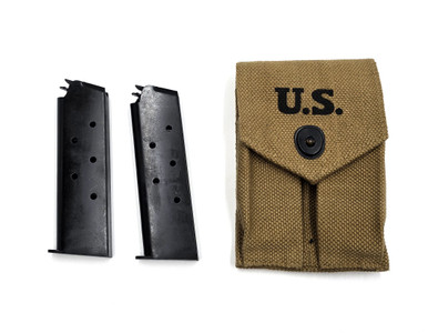 Set of Two 1911 7 Round Magazines and Khaki Pouch