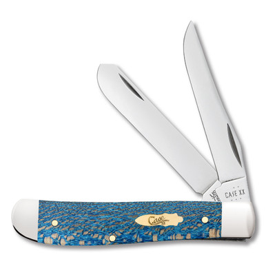 Case Knives - Mini Trapper Folding Knife - Blue Sycamore Wood
