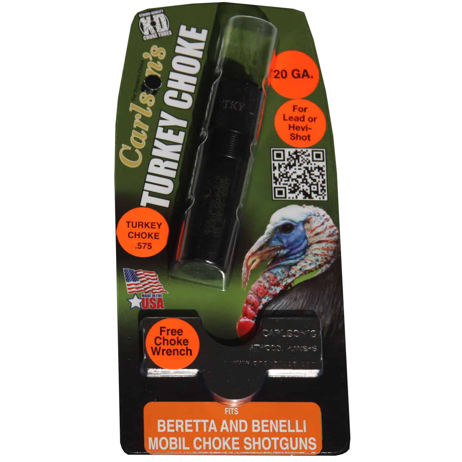 Carlson’s Choke Tubes BERETTA BENELLI MOBIL EXTENDED TURKEY CHOKE TUBES 20GA .575 10304
