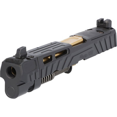 Sig 9mm P320 Full Sized Slide Assembly with 4.6'' Gold Threaded Barrel Optic Ready with Compensator - Black