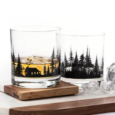 Cabin in the Forest Whiskey Glass