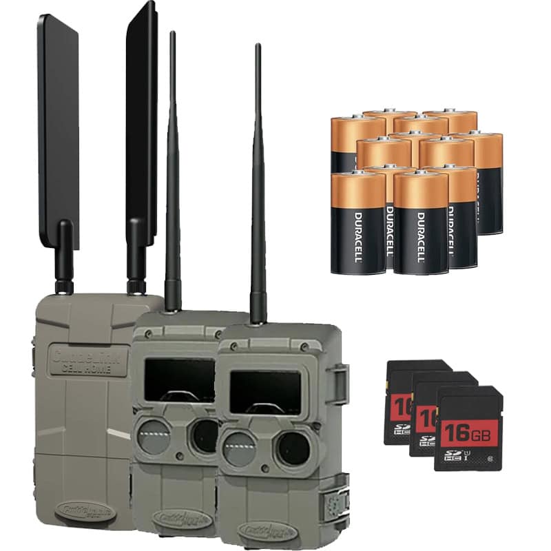 Cuddeback CuddeLink 2+1 Cell Starter Kit Black Flash + SD Cards & Batteries AT&T or Verizon