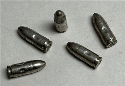 LOT OF 5 GERMAN ARMY 9 mm DUMMY ROUNDS FOR TRAINING PURPOSE.