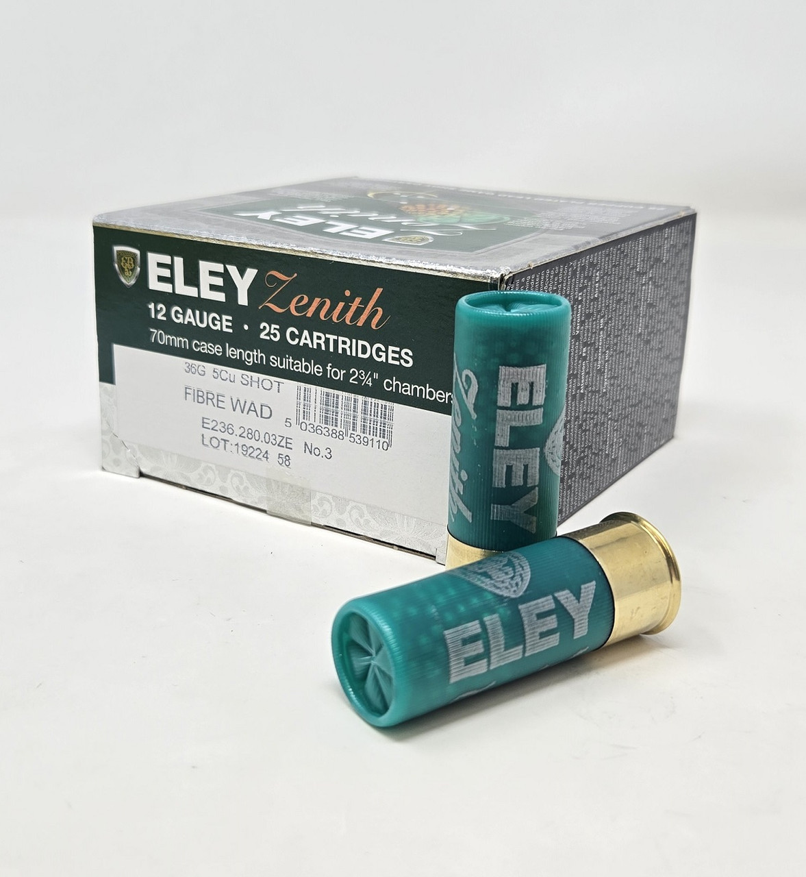 Eley 12 Gauge Ammunition Zenith Copper Plated E23628003ZE 2-3/4″ #5 Shot 1-5/8oz 1356fps 25 Rounds