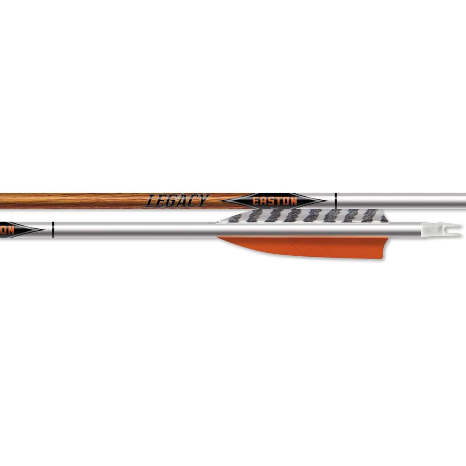 Easton Arrows Legacy Traditional Carbon Arrow 6pk 4″ Feathers w/ Nocks 6.5mm