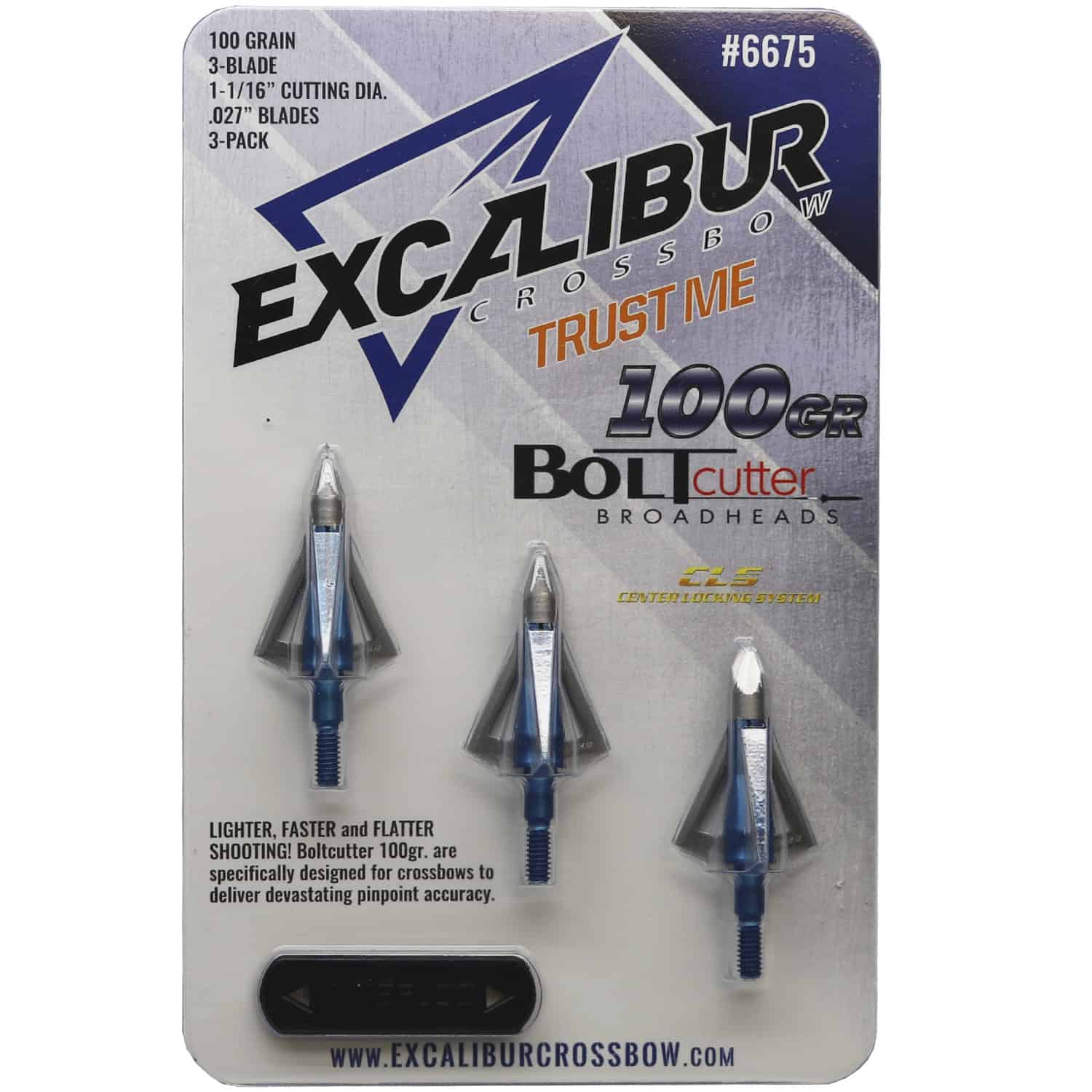 Excalibur Crossbow Broadheads Boltcutter 100 Grain Stainless Steel 3 Blade 3 Pack 6675