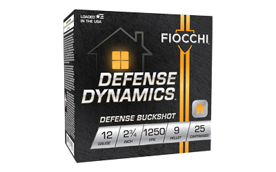 Fiocchi Ammunition, Defense Dynamics, Defense Buckshot, 12 Gauge 2.75″, #1 Buckshot, 25 Round Box