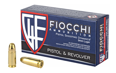 Fiocchi Ammunition, Centerfire Pistol, 9MM, 124 Grain, Full Metal Jacket, 50 Round Box