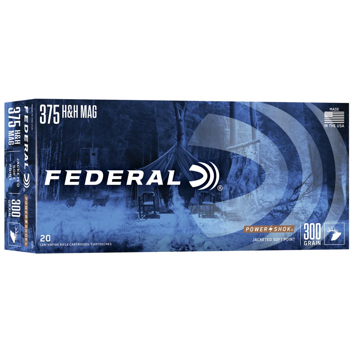 Federal .375 H&H Mag PowerShok 300gr JSP Ammo 2530 FPS