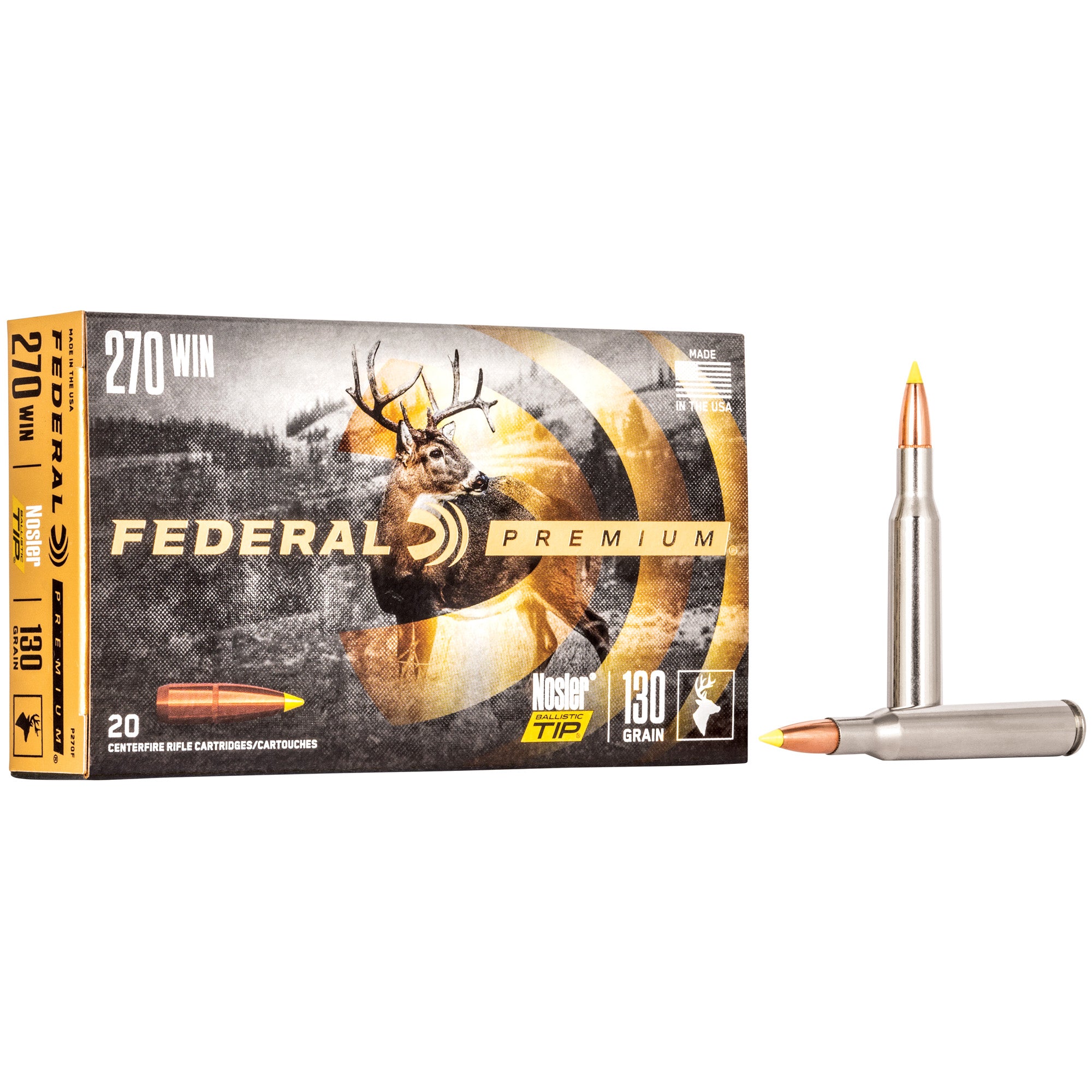 Federal P270F Premium Nosler Ballistic Tip 130 Grain .270 Winchester 3060 FPS
