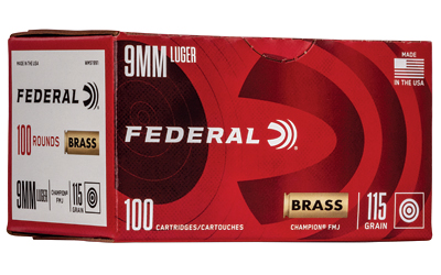 Federal, Champion, 9MM, 115 Grain, Full Metal Jacket, 100 Round Box