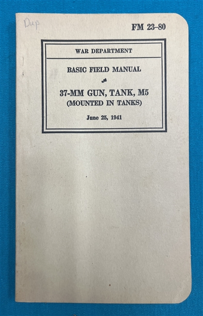 FM23-8037-MM Gun Tank M5 Mounted in Tanks Field Manual 1941