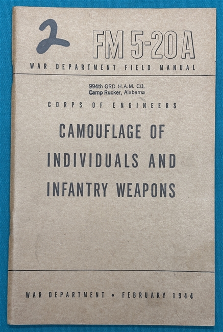 FM5-20ACamouflage of Individuals &WeaponsField Manual 1944