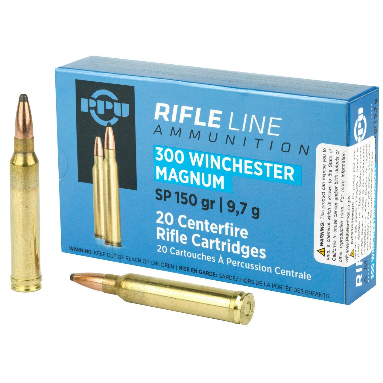PPU Standard Rifle .300 Winchester Magnum 150 Grain Soft Point 3250 FPS