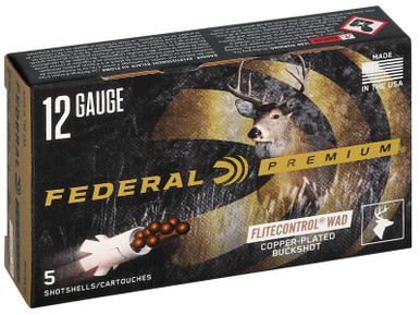 Federal Premium Vital-Shok 12 Gauge 3" 00 Buckshot 12 Pellets with FLITECONTROL Wad - 5 Rounds