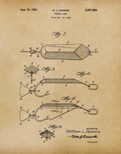 Fishing Lure 1951 Patent Art Print