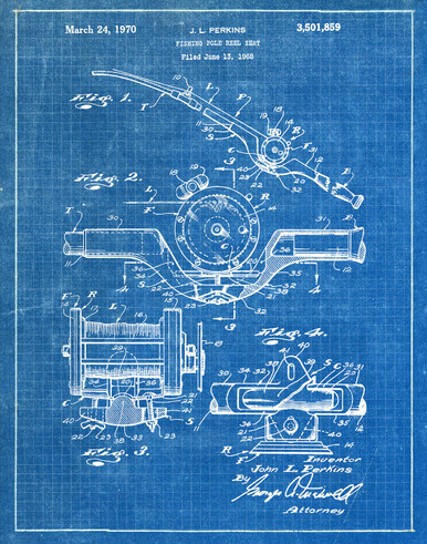Fishing Pole Reel 1970 Patent Art Print