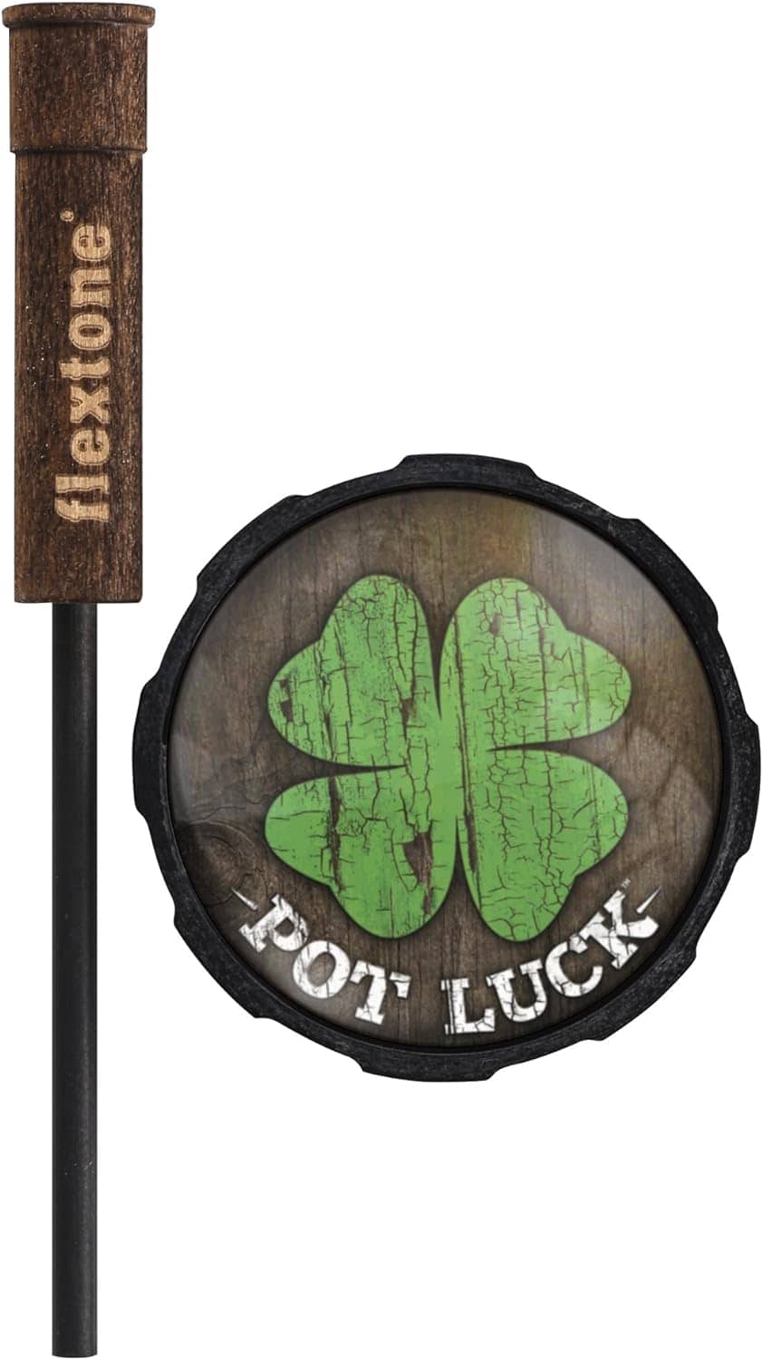 Flextone Game Calls Loud Realistic Sounds Weatherproof Pot Luck Glass Friction Plate Turkey Call with Carbon Striker FLX-FLXTK122