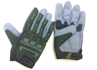 Full Finger Green/Gray Gloves
