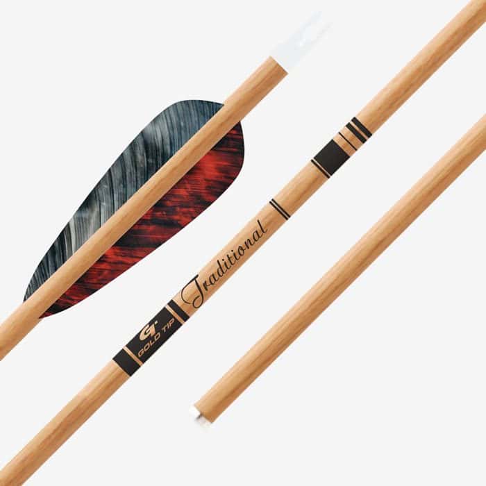 Gold Tip Arrows Traditional Wood Grain 6 Pack 4″ Feathers