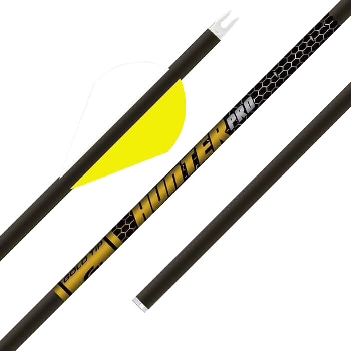 Gold Tip Arrows Hunter Pro Black 1 Dozen 2″ Raptor Vanes .001″ Straightness No Nock Bushing 500 Spine