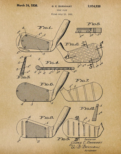 Golf Club 1936 Patent Art Print