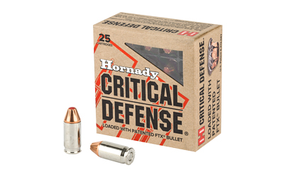 Hornady, Critical Defense, 380ACP, 90 Grain, Hollow Point, 25 Round Box