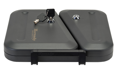 Hornady, Dual-Lid Lock Box, Foam Interior, 2 Keyed Alike Locks, 11″x10″x2″ Exterior Dimensions, Includes Steel Security Cable