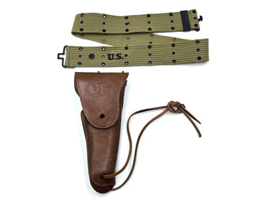 U.S. M1936 Web Pistol Belt with M1916 .45 Cal Holster