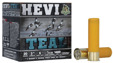 HEVI-Shot HEVI-Teal 20 Gauge 3" 7/8 oz #6 Shot, 25 Rounds