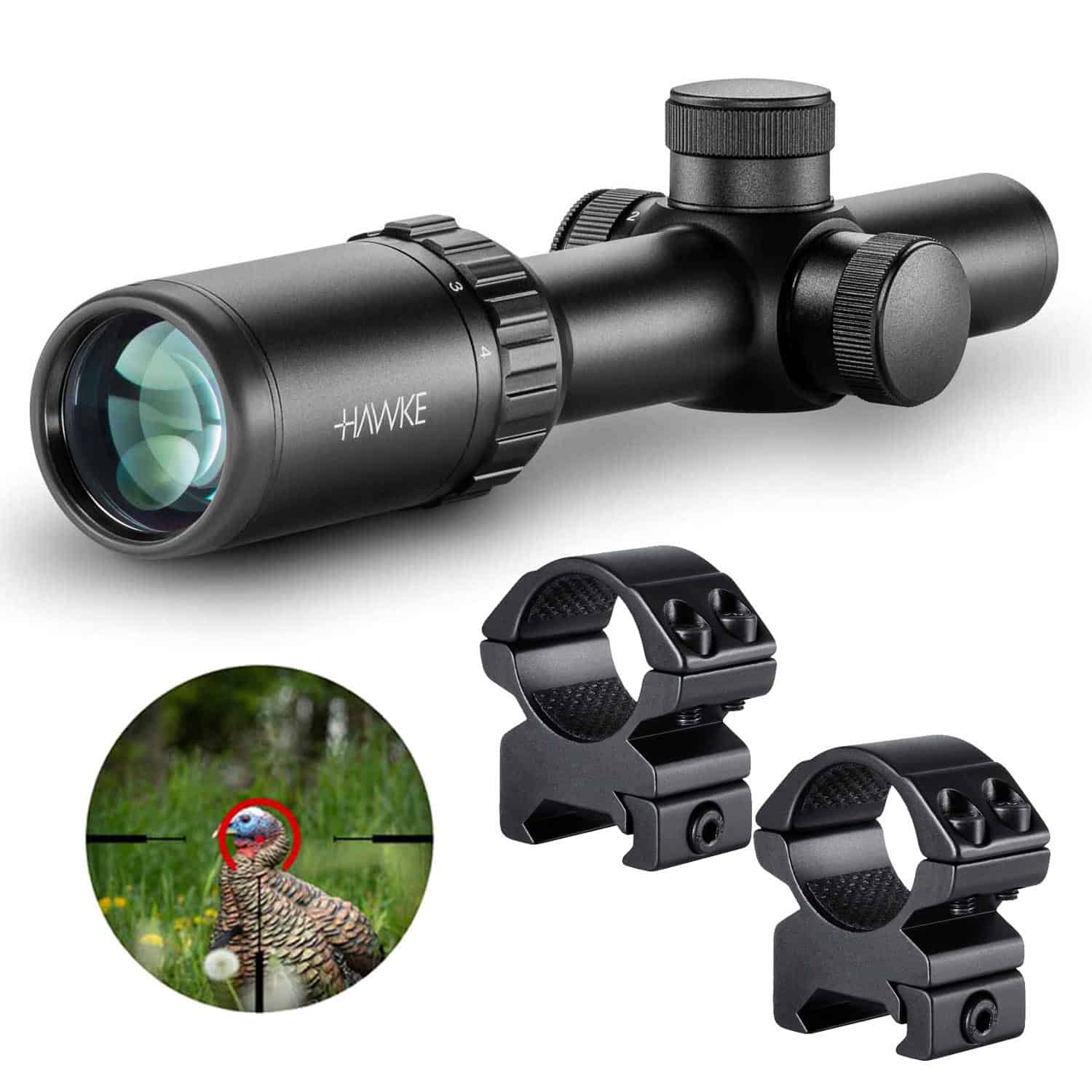 Hawke Optics VANTAGE IR 1-4×20 TURKEY DOT RETICLE Scope 14205 With Free Scope Rings #22113
