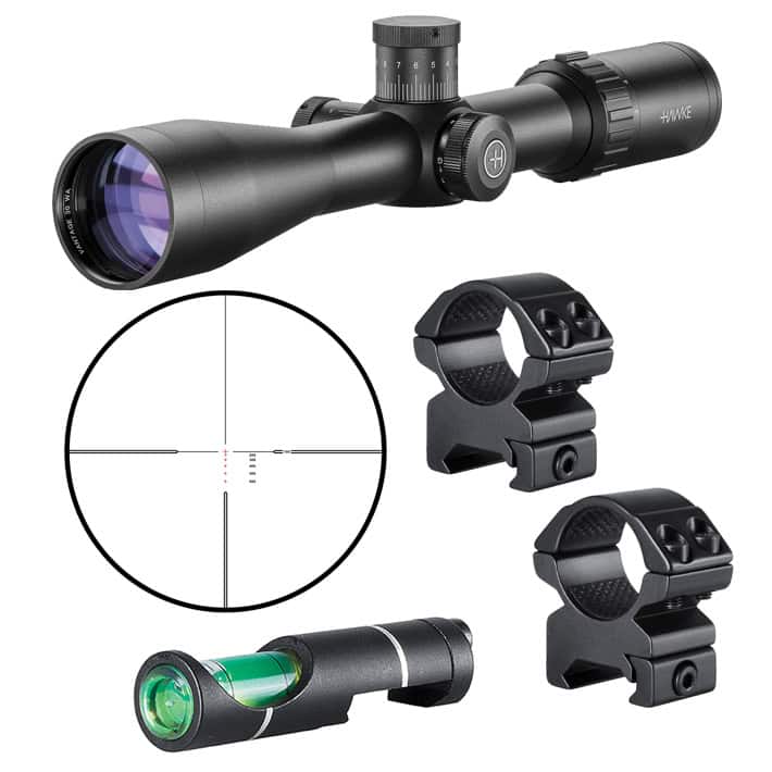 Hawke Optics Vantage IR Scope 30 WA 3-9×40 .223/.308 Reticle 14277 Combo w/Level & Mounts (14277+64101+22116)*