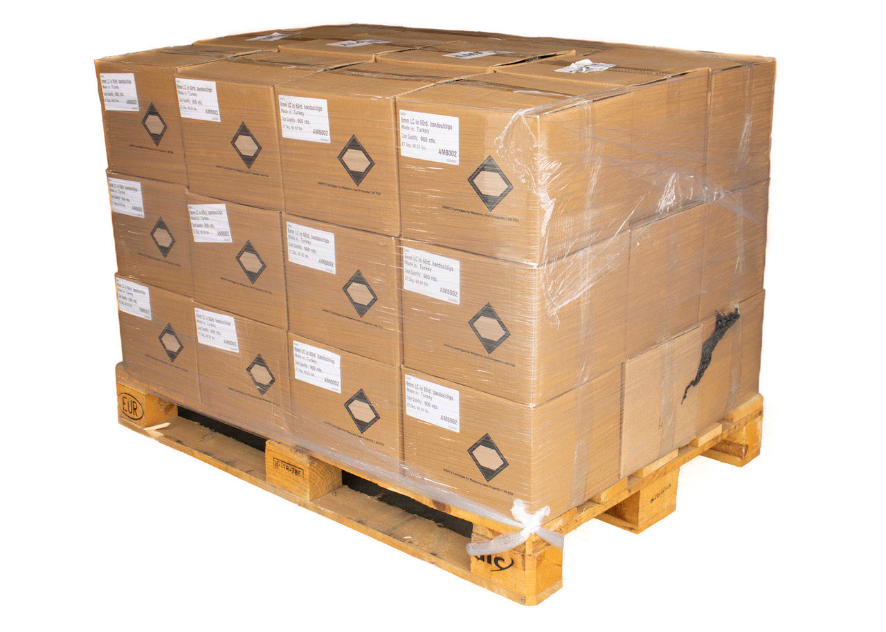 Turkish Surplus 8mm 900 Rd 28 Cases on a Pallet - 5rd Clips with Bandoliers